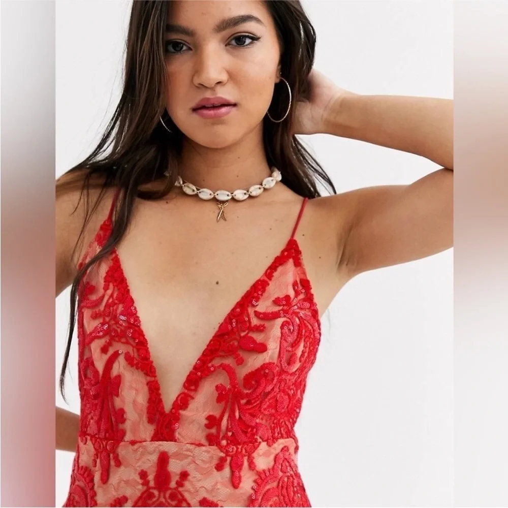 ♥️ Free People Night Shimmers Dress in Red